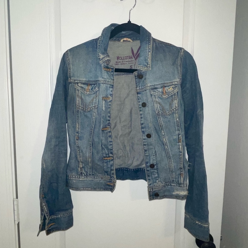 Distressed jean jacket
